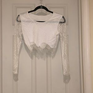 White lace crop top